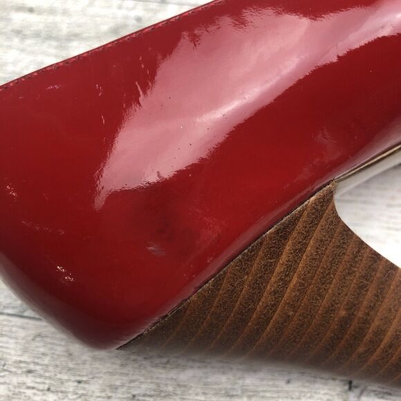 Sofft Red Patent Leather Shoes with Small Platform & Wood-Look Heels Size 7 M - Picture 11 of 13